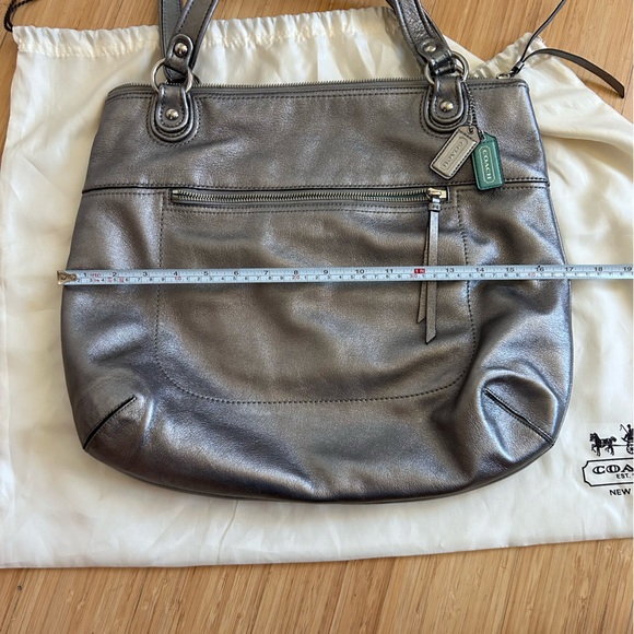 Metallic Pewter Coach Poppy Glam Tote - Picture 7 of 8